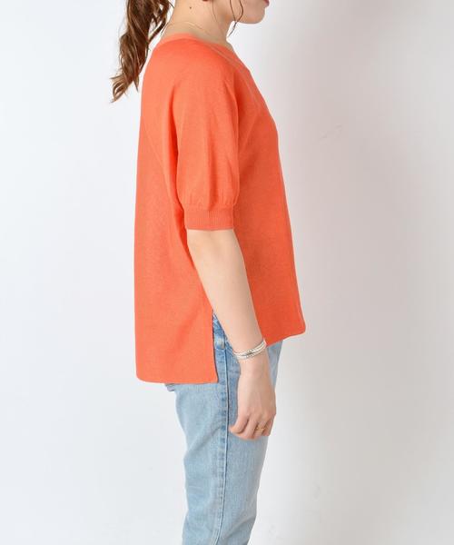 SHIPS（シップス）の「リネンショートスリーブプルオーバー◇（Tシャツ/カットソー・レディース・オレンジ/キャメル/ブラック・ONE SIZE）」の5枚目の写真