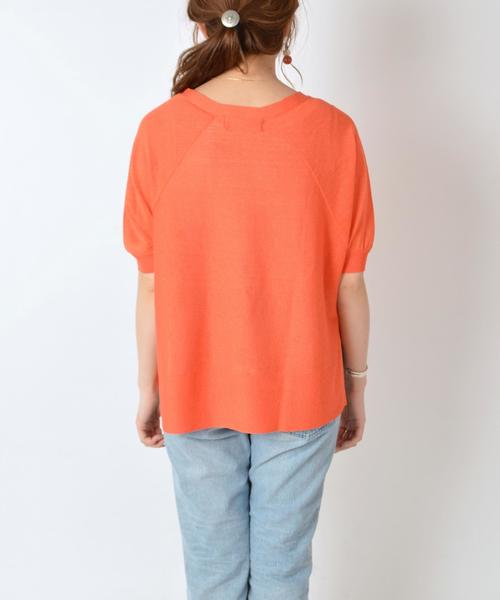 SHIPS（シップス）の「リネンショートスリーブプルオーバー◇（Tシャツ/カットソー・レディース・オレンジ/キャメル/ブラック・ONE SIZE）」の6枚目の写真
