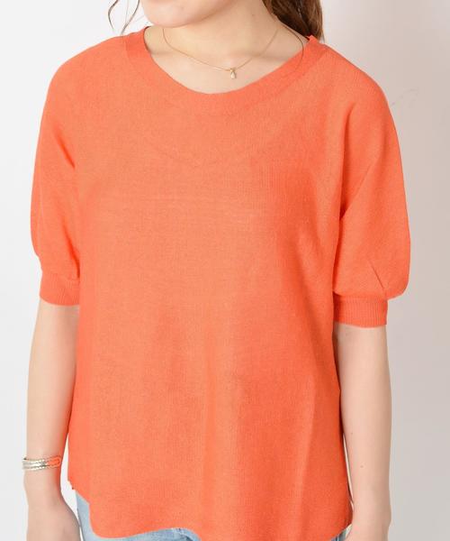 SHIPS（シップス）の「リネンショートスリーブプルオーバー◇（Tシャツ/カットソー・レディース・オレンジ/キャメル/ブラック・ONE SIZE）」の7枚目の写真