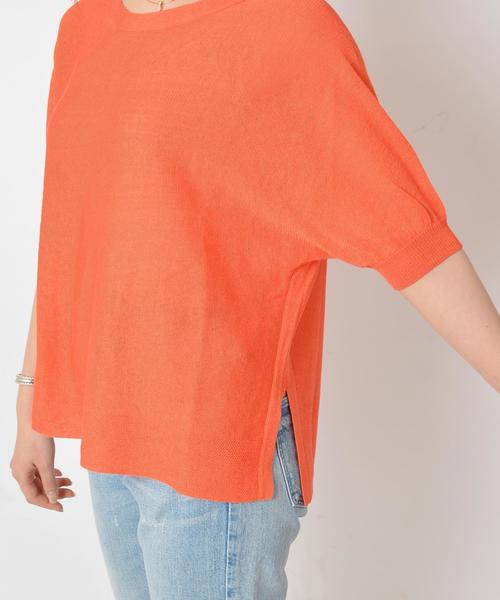 SHIPS（シップス）の「リネンショートスリーブプルオーバー◇（Tシャツ/カットソー・レディース・オレンジ/キャメル/ブラック・ONE SIZE）」の8枚目の写真