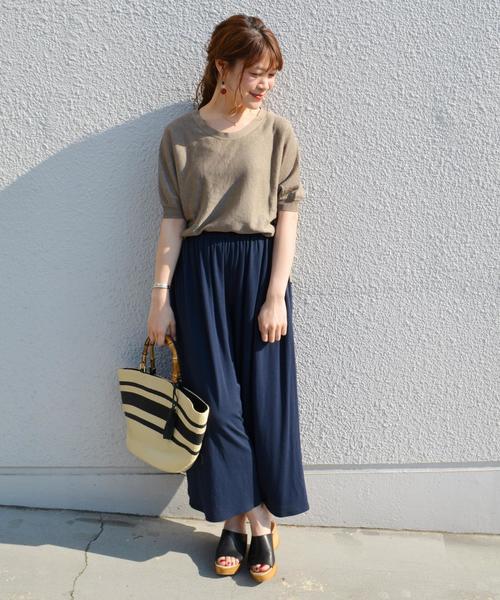 SHIPS（シップス）の「リネンショートスリーブプルオーバー◇（Tシャツ/カットソー・レディース・オレンジ/キャメル/ブラック・ONE SIZE）」の11枚目の写真