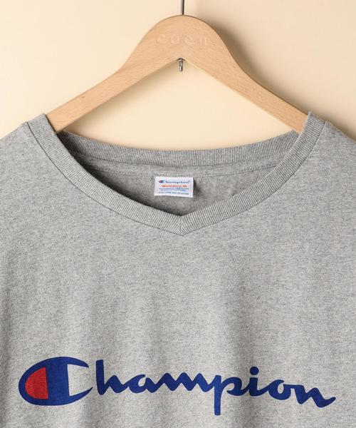 coen（コーエン）の「Champion （チャンピオン）Vネックロングスリーブカットソー（Tシャツ/カットソー・レディース・ホワイト/ライトグレー・MEDIUM）」の4枚目の写真