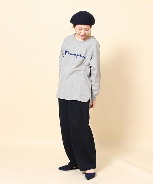 coen（コーエン）の「Champion （チャンピオン）Vネックロングスリーブカットソー（Tシャツ/カットソー・レディース・ホワイト/ライトグレー・MEDIUM）」の15枚目の写真