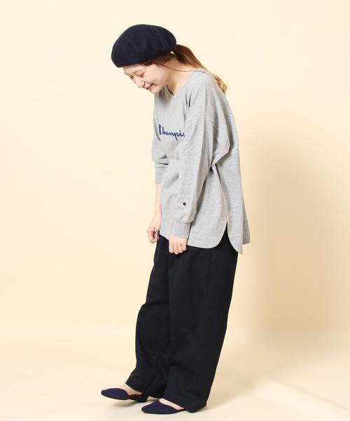 coen（コーエン）の「Champion （チャンピオン）Vネックロングスリーブカットソー（Tシャツ/カットソー・レディース・ホワイト/ライトグレー・MEDIUM）」の16枚目の写真