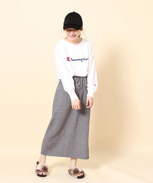 coen（コーエン）の「Champion （チャンピオン）Vネックロングスリーブカットソー（Tシャツ/カットソー・レディース・ホワイト/ライトグレー・MEDIUM）」の10枚目の写真