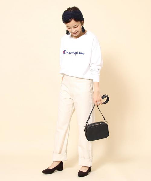 coen（コーエン）の「Champion （チャンピオン）Vネックロングスリーブカットソー（Tシャツ/カットソー・レディース・ホワイト/ライトグレー・MEDIUM）」の18枚目の写真