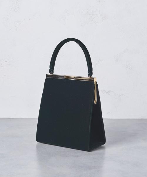 UNITED ARROWS（ユナイテッドアローズ）の「UPFM ベルベット クラスプ ハンドバッグ ◆（ハンドバッグ・レディース・ダークブラウン/ダークグリーン・FREE）」の2枚目の写真