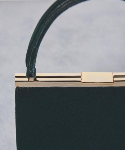 UNITED ARROWS（ユナイテッドアローズ）の「UPFM ベルベット クラスプ ハンドバッグ ◆（ハンドバッグ・レディース・ダークブラウン/ダークグリーン・FREE）」の9枚目の写真