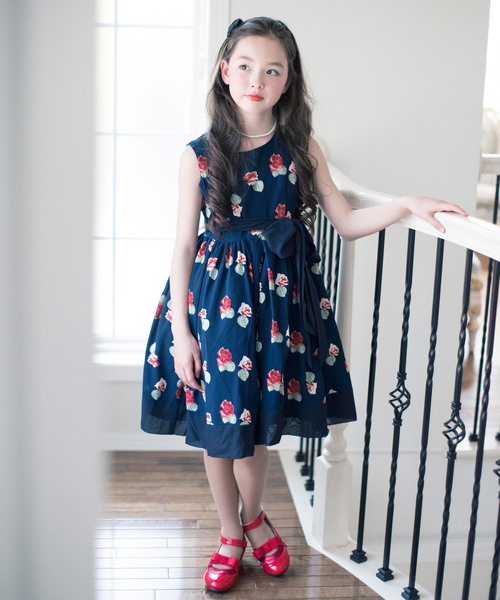 セール】花柄シフォンのフラワーブーケワンピース（ドレス