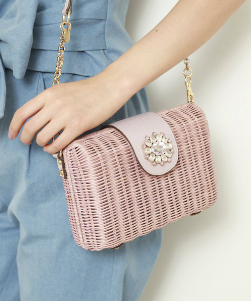 JILL by JILL STUART（ジルバイジルスチュアート）の「【CanCam 5月号掲載】カラービジューラタンショルダーバッグ（ショルダーバッグ・レディース・ホワイト/パープル/ライトグリーン・ﾌﾘ-）」の3枚目の写真