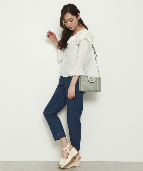 JILL by JILL STUART（ジルバイジルスチュアート）の「【CanCam 5月号掲載】カラービジューラタンショルダーバッグ（ショルダーバッグ・レディース・ホワイト/パープル/ライトグリーン・ﾌﾘ-）」の12枚目の写真