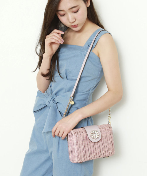 JILL by JILL STUART（ジルバイジルスチュアート）の「【CanCam 5月号掲載】カラービジューラタンショルダーバッグ（ショルダーバッグ・レディース・ホワイト/パープル/ライトグリーン・ﾌﾘ-）」の4枚目の写真