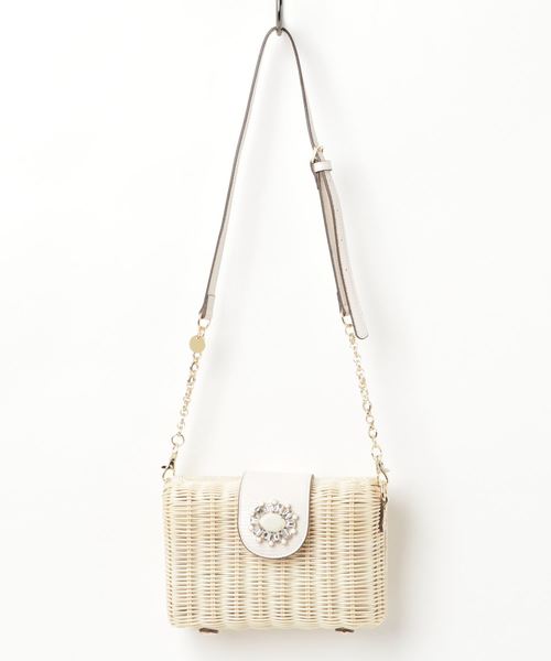 JILL by JILL STUART（ジルバイジルスチュアート）の「【CanCam 5月号掲載】カラービジューラタンショルダーバッグ（ショルダーバッグ・レディース・ホワイト/パープル/ライトグリーン・ﾌﾘ-）」の6枚目の写真