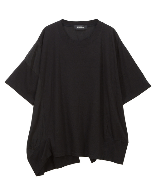 ZUCCaズッカ カットソー Ｔシャツ 変形 ジャージ 黒 美品 ZUCCa（ズッカ）の「ドライレーヨンジャージィー（Tシャツ