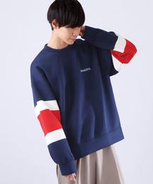 MONO-MART | スーパービッグシルエット 袖ライン プリントプルオーバー(スウェット)