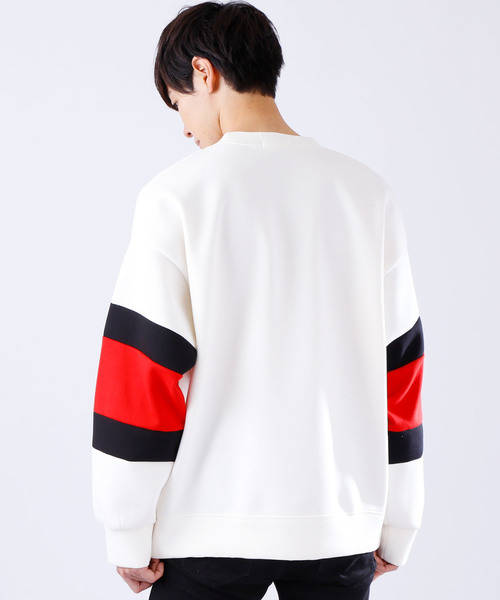 MONO-MART(モノマート)の「スーパービッグシルエット 袖ライン プリントプルオーバー(スウェット・メンズ・ホワイト/ブラック/ネイビー/グリーン・FREE)」の10枚目の写真