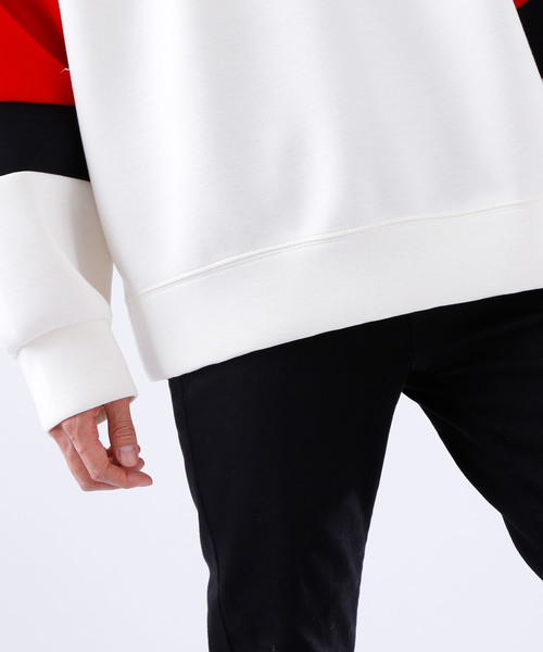 MONO-MART(モノマート)の「スーパービッグシルエット 袖ライン プリントプルオーバー(スウェット・メンズ・ホワイト/ブラック/ネイビー/グリーン・FREE)」の12枚目の写真