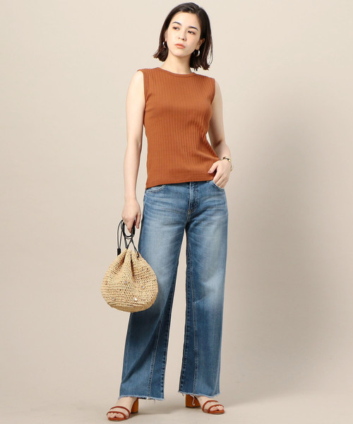 BEAUTY&YOUTH UNITED ARROWS（ビューティーアンドユースユナイテッドアローズ）の「BY スビンギザコットンリブノースリーブカットソー o（Tシャツ/カットソー・レディース・オレンジ系その他/ホワイト/ブラック・FREE）」の4枚目の写真