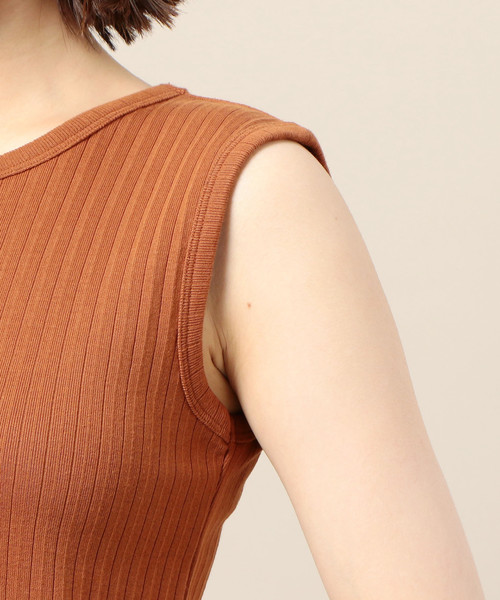 BEAUTY&YOUTH UNITED ARROWS（ビューティーアンドユースユナイテッドアローズ）の「BY スビンギザコットンリブノースリーブカットソー o（Tシャツ/カットソー・レディース・オレンジ系その他/ホワイト/ブラック・FREE）」の5枚目の写真