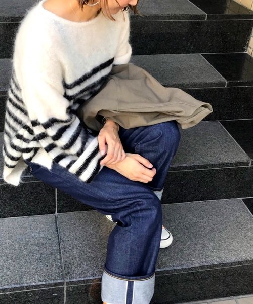 Munich（ミューニック）の「ブラッシュキッドモヘアジャージーボートネックプルオーバー（ニット/セーター・レディース・ブルー/アイボリー/ピンク/ブラウン・FREE）」の2枚目の写真