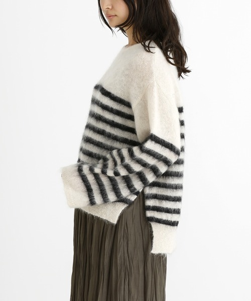 Munich（ミューニック）の「ブラッシュキッドモヘアジャージーボートネックプルオーバー（ニット/セーター・レディース・ブルー/アイボリー/ピンク/ブラウン・FREE）」の10枚目の写真