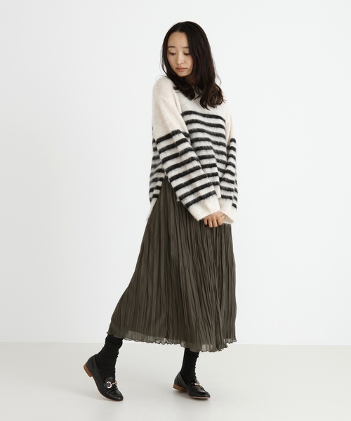 Munich（ミューニック）の「ブラッシュキッドモヘアジャージーボートネックプルオーバー（ニット/セーター・レディース・ブルー/アイボリー/ピンク/ブラウン・FREE）」の7枚目の写真