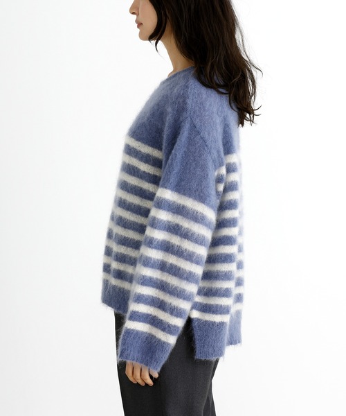 Munich（ミューニック）の「ブラッシュキッドモヘアジャージーボートネックプルオーバー（ニット/セーター・レディース・ブルー/アイボリー/ピンク/ブラウン・FREE）」の8枚目の写真