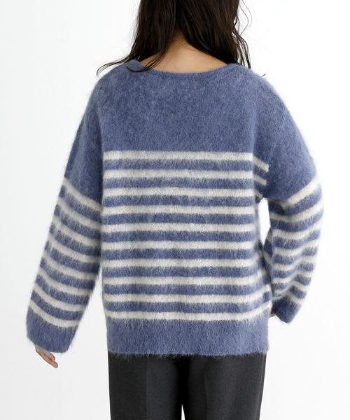 Munich（ミューニック）の「ブラッシュキッドモヘアジャージーボートネックプルオーバー（ニット/セーター・レディース・ブルー/アイボリー/ピンク/ブラウン・FREE）」の5枚目の写真