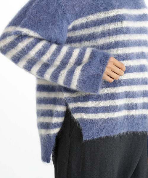 Munich（ミューニック）の「ブラッシュキッドモヘアジャージーボートネックプルオーバー（ニット/セーター・レディース・ブルー/アイボリー/ピンク/ブラウン・FREE）」の6枚目の写真