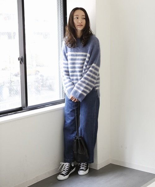 Munich（ミューニック）の「ブラッシュキッドモヘアジャージーボートネックプルオーバー（ニット/セーター・レディース・ブルー/アイボリー/ピンク/ブラウン・FREE）」の12枚目の写真