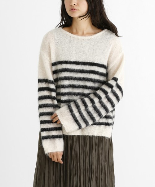 Munich（ミューニック）の「ブラッシュキッドモヘアジャージーボートネックプルオーバー（ニット/セーター・レディース・ブルー/アイボリー/ピンク/ブラウン・FREE）」の13枚目の写真