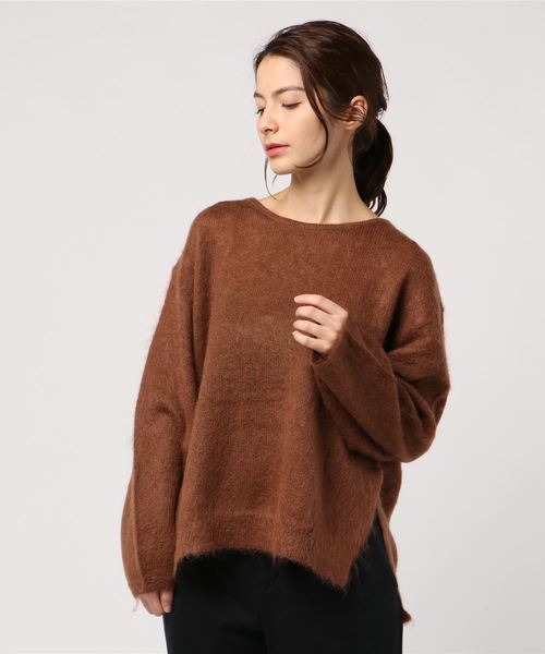 Munich（ミューニック）の「ブラッシュキッドモヘアジャージーボートネックプルオーバー（ニット/セーター・レディース・ブルー/アイボリー/ピンク/ブラウン・FREE）」の3枚目の写真