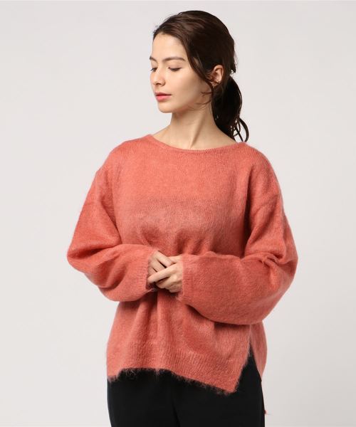 Munich（ミューニック）の「ブラッシュキッドモヘアジャージーボートネックプルオーバー（ニット/セーター・レディース・ブルー/アイボリー/ピンク/ブラウン・FREE）」の4枚目の写真