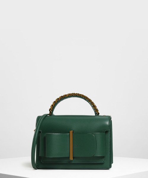 CHARLES & KEITH（チャールズ & キース）の「ボウディテールハンドバッグ / Bow Detail Handbag（ハンドバッグ・レディース・マスタード/ダークグリーン/プラム・S）」の2枚目の写真