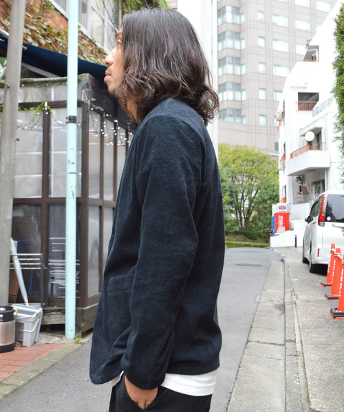 THING FABRICS(シングファブリックス)の「tHING FABRICS/シングファブリックス No Collar jacket(ノーカラージャケット・メンズ・ブラック/ネイビー・1/0)」の3枚目の写真
