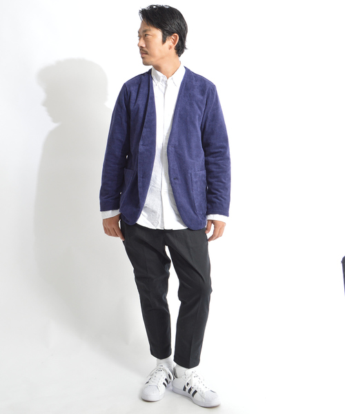 THING FABRICS(シングファブリックス)の「tHING FABRICS/シングファブリックス No Collar jacket(ノーカラージャケット・メンズ・ブラック/ネイビー・1/0)」の11枚目の写真