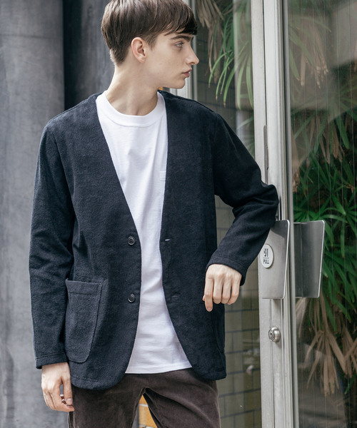 THING FABRICS(シングファブリックス)の「tHING FABRICS/シングファブリックス No Collar jacket(ノーカラージャケット・メンズ・ブラック/ネイビー・1/0)」の14枚目の写真