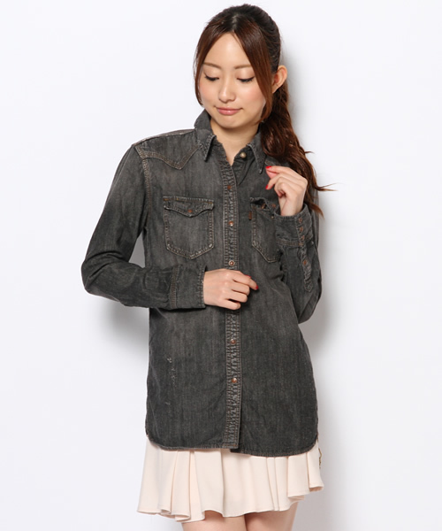 goa（ゴア）の「6ozデニムシャツ（シャツ/ブラウス・レディース・ブラック/ブルー/インディゴブルー・FREE）」の2枚目の写真