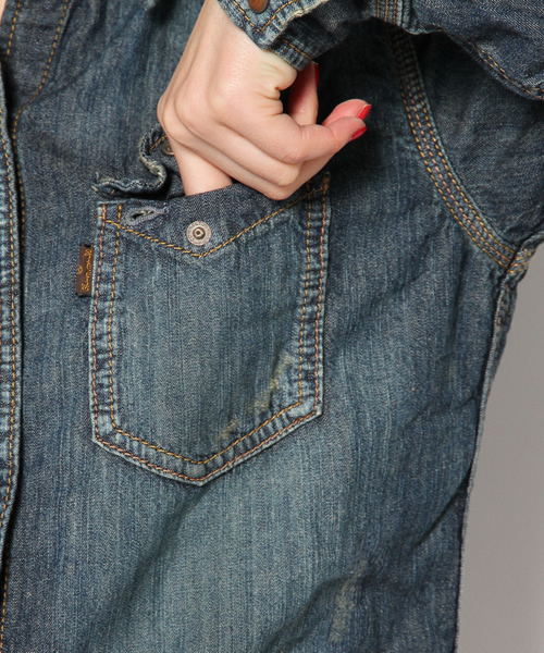 goa（ゴア）の「6ozデニムシャツ（シャツ/ブラウス・レディース・ブラック/ブルー/インディゴブルー・FREE）」の11枚目の写真