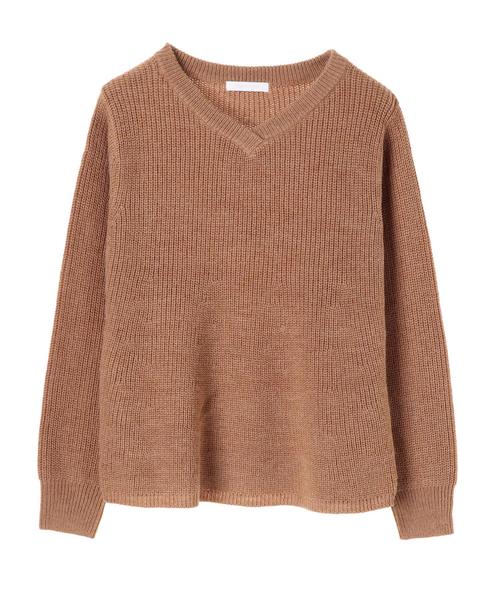 AMERICAN HOLIC（アメリカンホリック）の「VネックAラインニットプルオーバー　＊（ニット/セーター・レディース・ブラック/レッド/イエロー/グリーン/アイボリー/キャメル・FREE）」の7枚目の写真