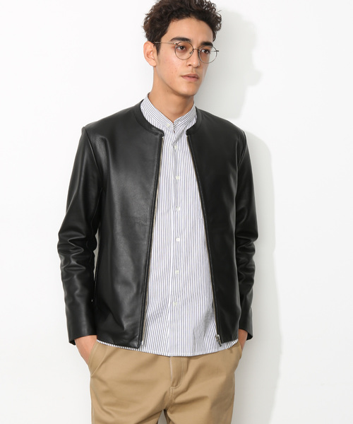 【極美品 羊革 L】アダムエロペ シングルライダースジャケット　黒　Wジップ JAMES GROSE ジェームスグロース アダムエロペ別注 ラムレザー 裏地