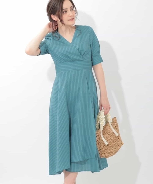 Ofuon オフオン の カシュクール風ストライプワンピース ワンピース Wear