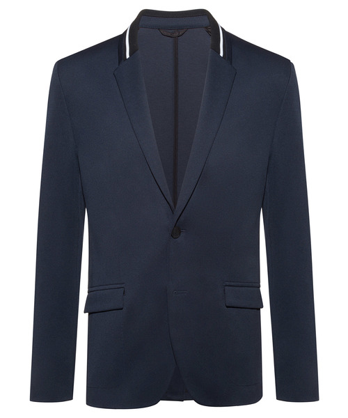 HUGO(ヒューゴ)の「メンズ レギュラーフィット ニットカラー テイラードジャケット(テーラードジャケット)」|ネイビー