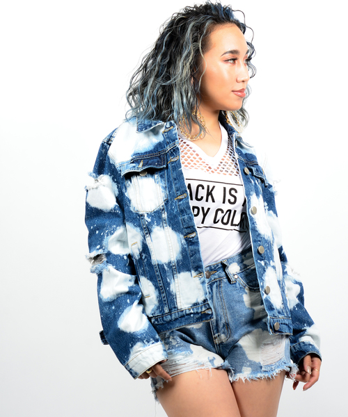 デニムジャケットブリーチクラッシュデニムジャケット デニムジャケット Babyshoop ベイビーシュープ のファッション