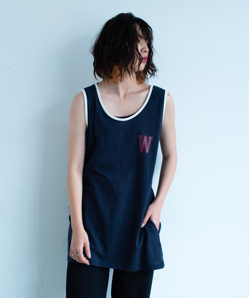 SIKI PRODUCT.(シキプロダクト)の「SIKI PRODUCT. Wオーバータンクトップ(タンクトップ・レディース・ネイビー/ホワイト・FREE)」の1枚目の写真