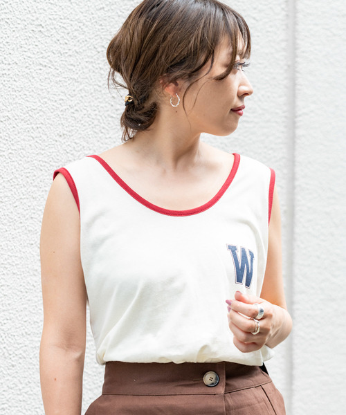 SIKI PRODUCT.(シキプロダクト)の「SIKI PRODUCT. Wオーバータンクトップ(タンクトップ・レディース・ネイビー/ホワイト・FREE)」の4枚目の写真