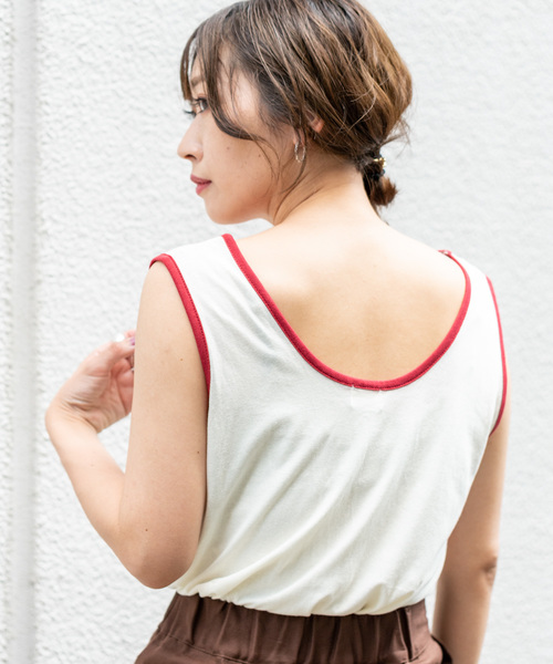 SIKI PRODUCT.(シキプロダクト)の「SIKI PRODUCT. Wオーバータンクトップ(タンクトップ・レディース・ネイビー/ホワイト・FREE)」の3枚目の写真