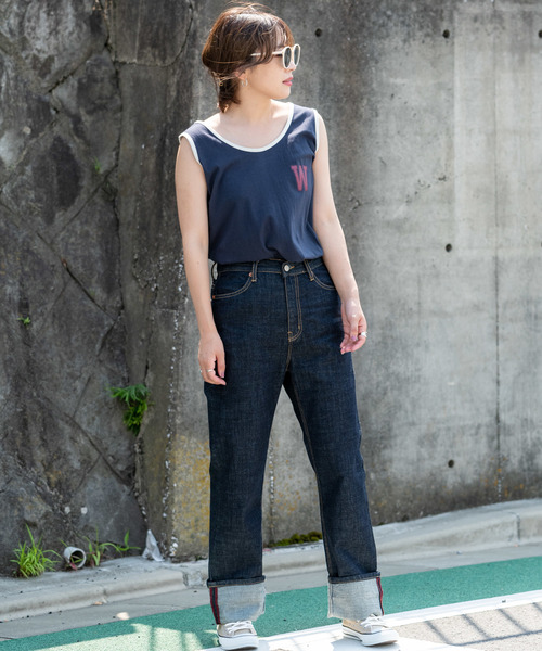 SIKI PRODUCT.(シキプロダクト)の「SIKI PRODUCT. Wオーバータンクトップ(タンクトップ・レディース・ネイビー/ホワイト・FREE)」の5枚目の写真