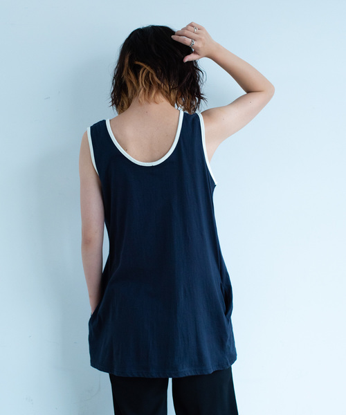 SIKI PRODUCT.(シキプロダクト)の「SIKI PRODUCT. Wオーバータンクトップ(タンクトップ・レディース・ネイビー/ホワイト・FREE)」の16枚目の写真