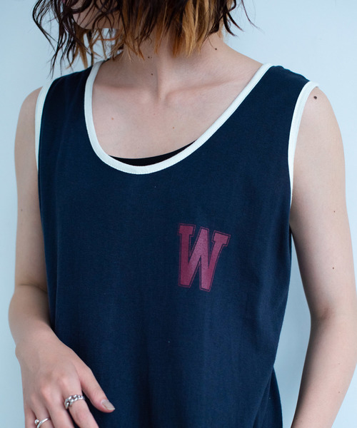 SIKI PRODUCT.(シキプロダクト)の「SIKI PRODUCT. Wオーバータンクトップ(タンクトップ・レディース・ネイビー/ホワイト・FREE)」の15枚目の写真